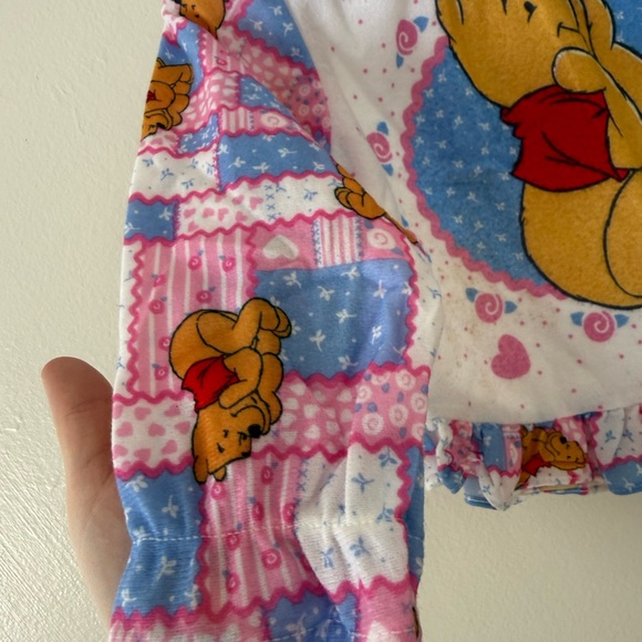 Vintage Disney Girls 4T Winnie The Pooh Kids Pajama Top- RARE patchwork ruffles - Picture 7 of 8